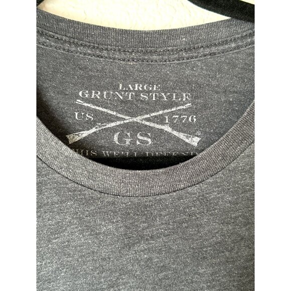 Grunt Style Mens T-Shirt Large V-Neck Short Sleeve American Flag Heather Gray Co - Picture 3 of 6